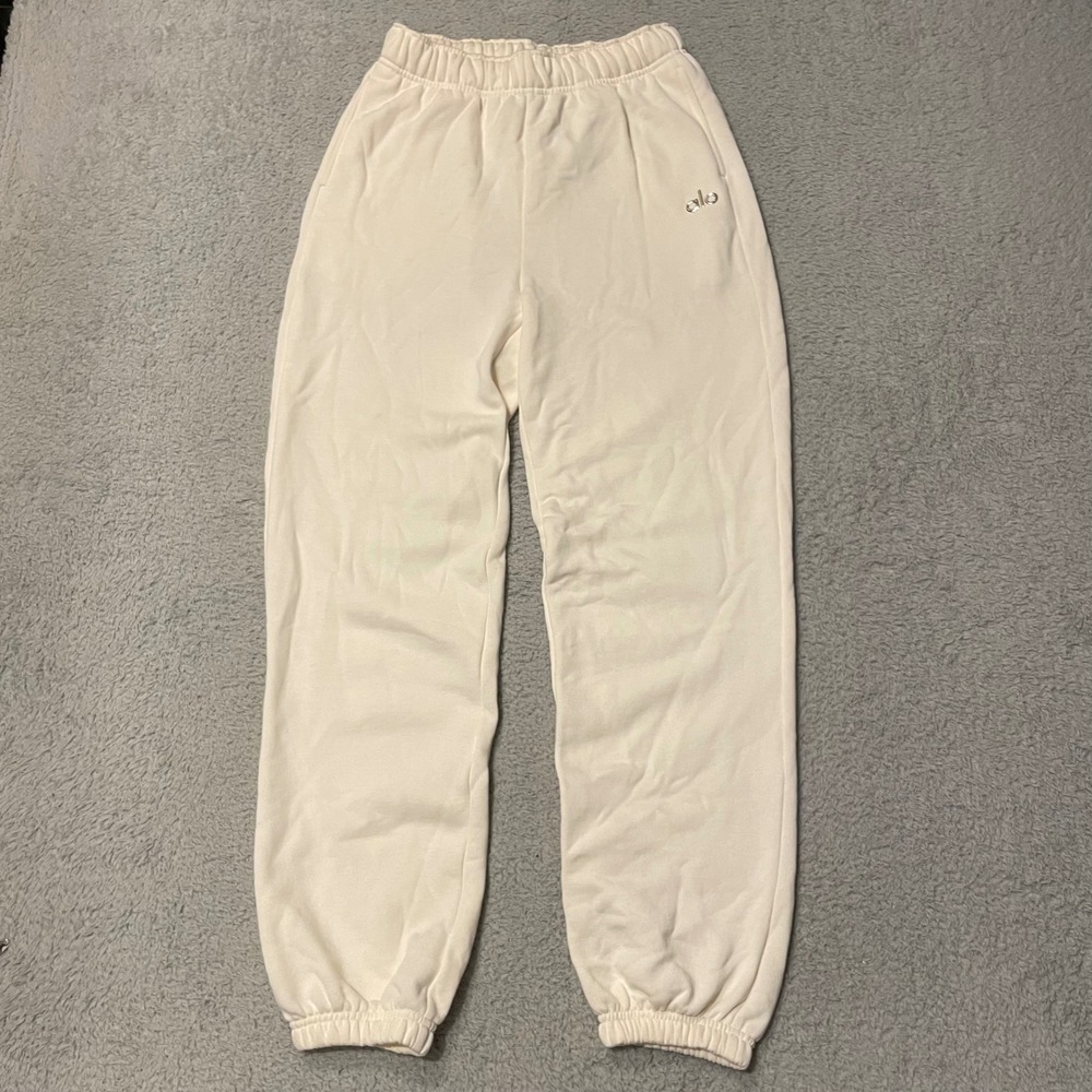 Alo Yoga Accolade Sweatpant Womens Small Ivory High Waist Jogger U5013RG